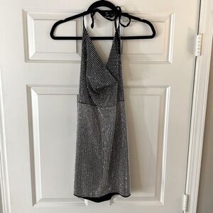 Bear Dance Black Rhinestone Bodycon Mini Dress